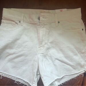 Lucky Brand White Jean 90s Midi Shorts High-Waisted Cut-Off NWT